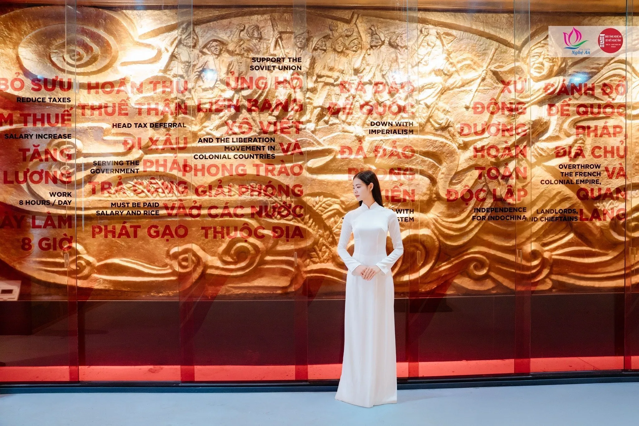 Ngân Hà - Top 10 Miss World Vietnam 2023 trong khung hình mới là tại Bảo tàng Nghệ An - Xô Viết Nghệ Tĩnh